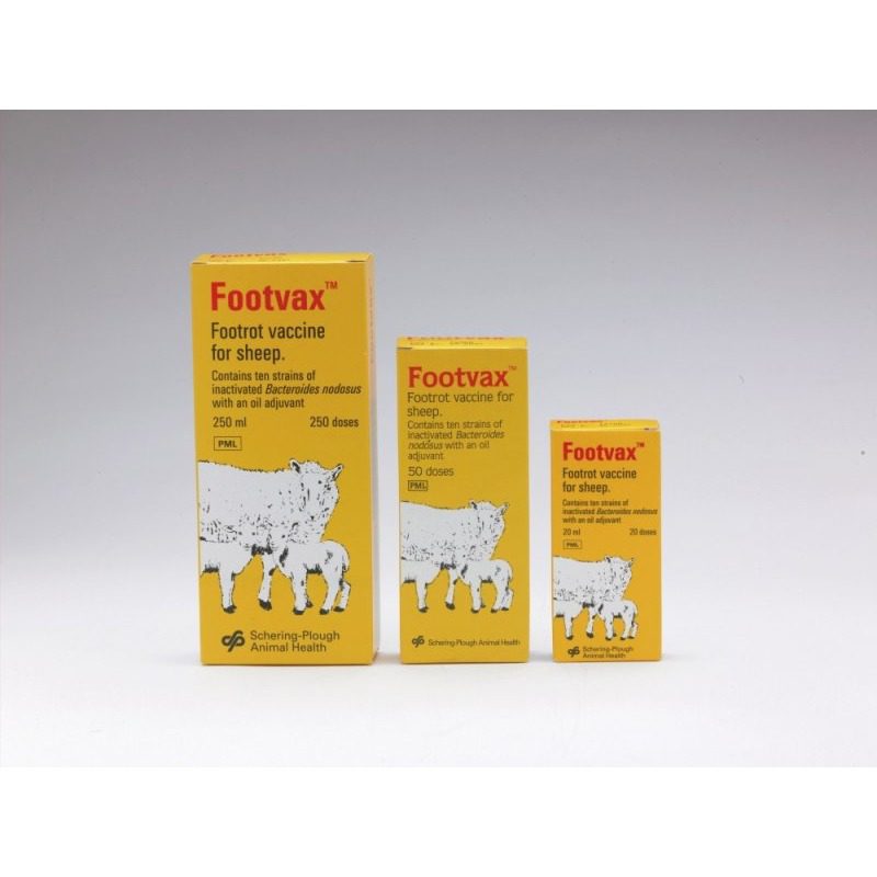 Footvax sheep footrot vaccine – 20 ml, 50 ml & 250 ml multi-dose vials (refrigerated)